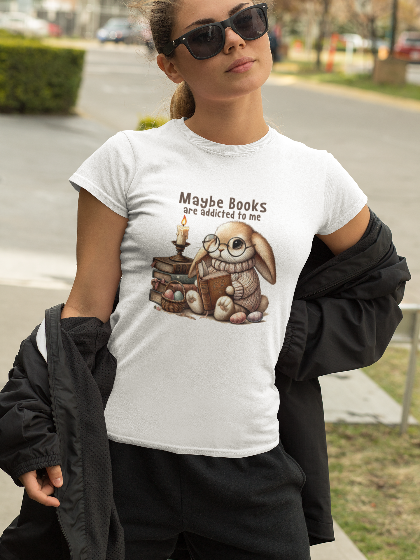 Cute Bunny Book Lover Shirt – Cozy Bookworm Gift Tee, Hoodie or Sweater