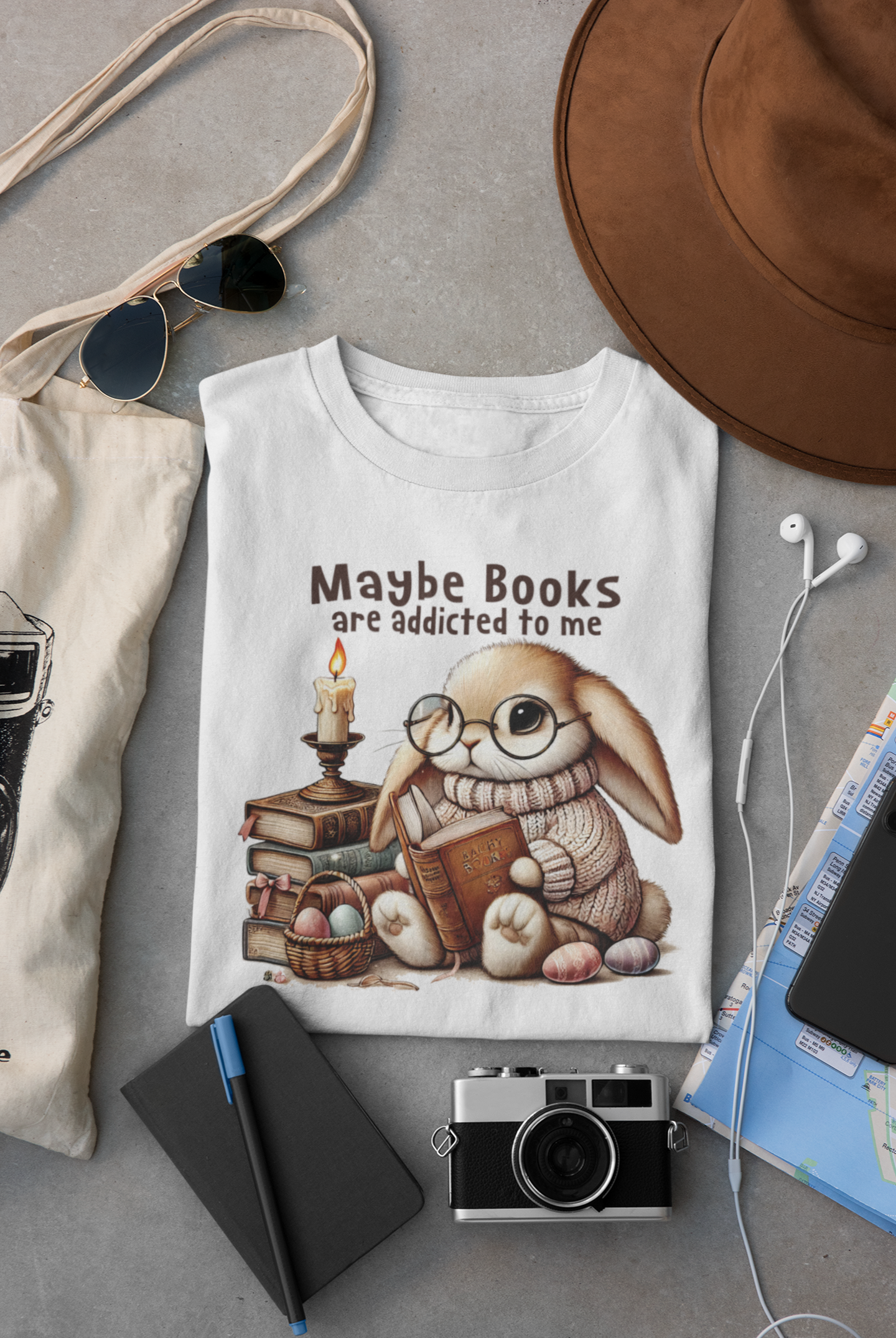 Cute Bunny Book Lover Shirt – Cozy Bookworm Gift Tee, Hoodie or Sweater